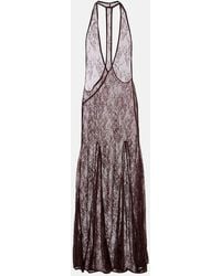 Adriana Degreas - Open-Back Sheer Lace Maxi Dress - Lyst