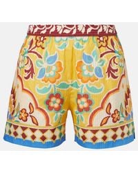 Etro - Printed Cotton And Silk Shorts - Lyst