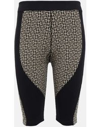 Balmain - Shorts aderenti in jersey con monogramma - Lyst