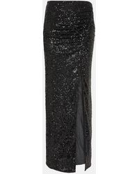 Self-Portrait - Sequined Ruched Maxi Skirt - Lyst