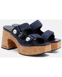 Jimmy Choo - Fayence Raffia-Effect Platform Sandals - Lyst