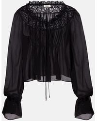 Chloé - Blusa De Georgette De Seda Fruncida - Lyst
