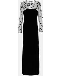 Max Mara - Verzierte Robe Marocco Aus Mesh Und Samt - Lyst