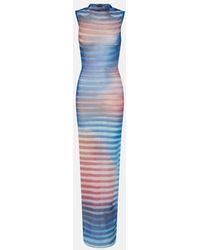 Jean Paul Gaultier - Air Striped Tulle Maxi Dress - Lyst