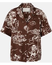 Asceno - Prague Printed Silk Twill Bowling Shirt - Lyst