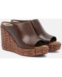 Brunello Cucinelli - Leather Espadrille Wedges - Lyst