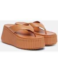 Chloé - Nama 80 Leather Platform Thong Sandals - Lyst
