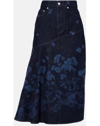 Erdem - Floral Denim Midi Skirt - Lyst