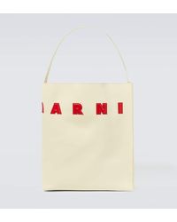 Marni - Tote Small de piel con logo - Lyst