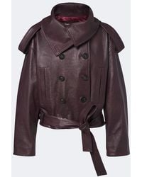 7 For All Mankind - Cropped Double-Breasted Leather Jacket - Lyst
