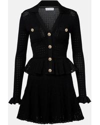 Self-Portrait - Pointelle Peplum Minidress - Lyst