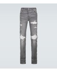 Amiri Mx1 Leather Playboy Jeans - Grey