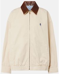 Prada - Leather-Trimmed Oversized Cotton Blouson Jacket - Lyst