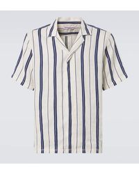 Orlebar Brown - Camisa Maitan De Lino Y Algodon A Rayas - Lyst