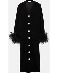 Valentino - Feather-trimmed Virgin Wool Cardigan - Lyst