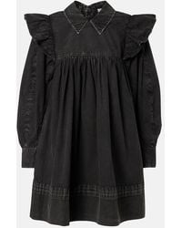 Ganni - Ruffled Cotton Minidress - Lyst