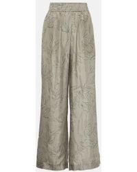 Brunello Cucinelli - Floral Silk Wide-Leg Pants - Lyst