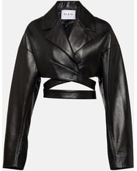Alaïa - Cropped Leather Jacket - Lyst
