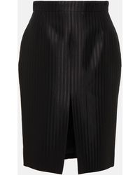 Saint Laurent - Striped Wool And Silk Midi Skirt - Lyst