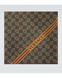 Versace - Logo Printed Silk Pocket Square - Lyst