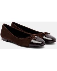Tory Burch - Cap Toe Croc-Effect Suede Ballet Flats - Lyst