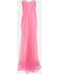 Alexander McQueen Robe aus Seiden-Chiffon - Pink