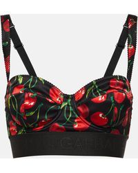 Dolce & Gabbana - Cherry-print Logo-underband Bra - Lyst