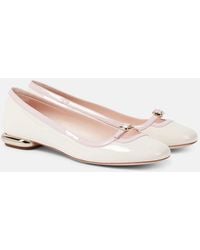 Roger Vivier - Choc B Mini Leather Ballet Flats - Lyst