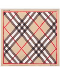 Burberry - Check Silk Poplin Scarf - Lyst