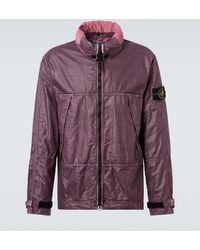 Stone Island - Chaqueta De Lino Con Logo - Lyst
