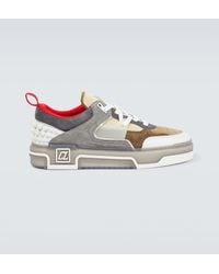 Christian Louboutin - Astroloubi Leather And Suede Sneakers - Lyst