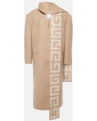 Givenchy - Cappotto in lana e seta con sciarpa - Lyst