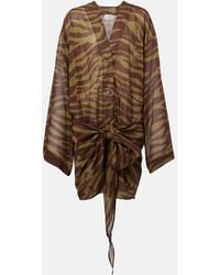 The Attico - Vestido Corto En Muselina De Algodon - Lyst