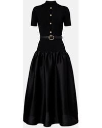 Self-Portrait - Belted Keyhole Cutout Taffeta Midi Dress - Lyst