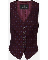 Etro - Floral Wool And Cotton Jacquard Vest - Lyst