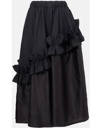 Noir Kei Ninomiya - Falda Midi De Lana Con Volantes - Lyst