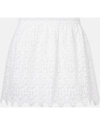FRAME - The Deco Embroidered Cotton Miniskirt - Lyst