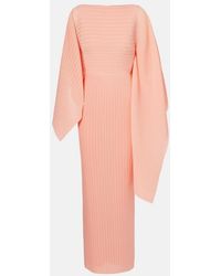 Solace London - Adami Plisse Caped Maxi Dress - Lyst