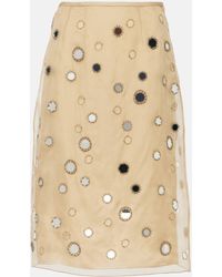 Prada - Mirror-embellished Silk Organza Midi Skirt - Lyst
