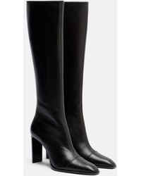 Saint Laurent - Venetia Leather Knee-High Boots - Lyst