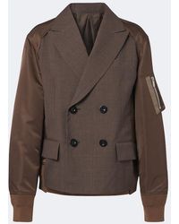 Sacai - Double-Breasted Wool And Technical Jacket - Lyst