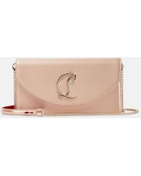 Christian Louboutin - Loubi54 Small Leather-Trimmed Silk Clutch - Lyst