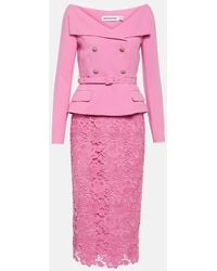 Self-Portrait - Off-Shoulder-Midikleid Aus Crepe Und Spitze - Lyst