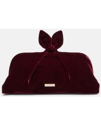 Aquazzura - Bow Tie Small Velvet Clutch - Lyst