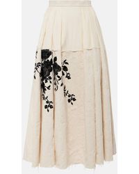 Erdem - Embroidered Cotton Jacquard Midi Skirt - Lyst
