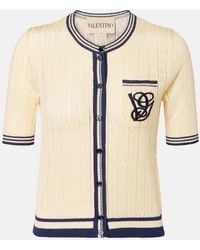 Valentino - Cable-Knit Linen-Blend Cardigan - Lyst