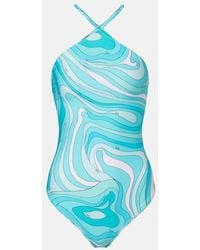 PUCCI - Marmo Halterneck Swimsuit - Lyst
