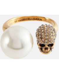 Alexander McQueen - Faux Pearl And Skull Ring - Lyst