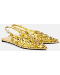 The Attico - Grid Metallic Leather Slingback Flats - Lyst