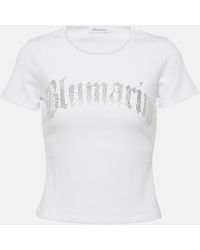 Blumarine - T-shirt en coton a logo et ornements - Lyst